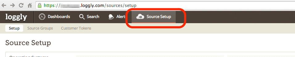 loggly: ダッシュボード > Source Setup