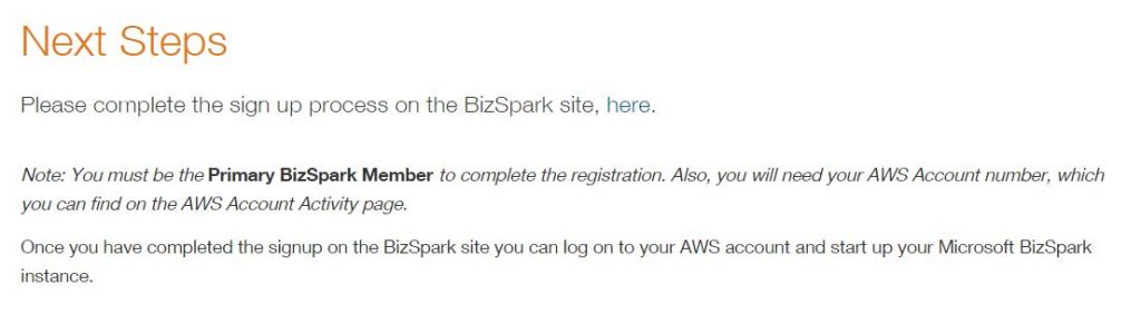 Amazon Web Services で Microsoft BizSpark を使う: サブスクリプション画面(2)