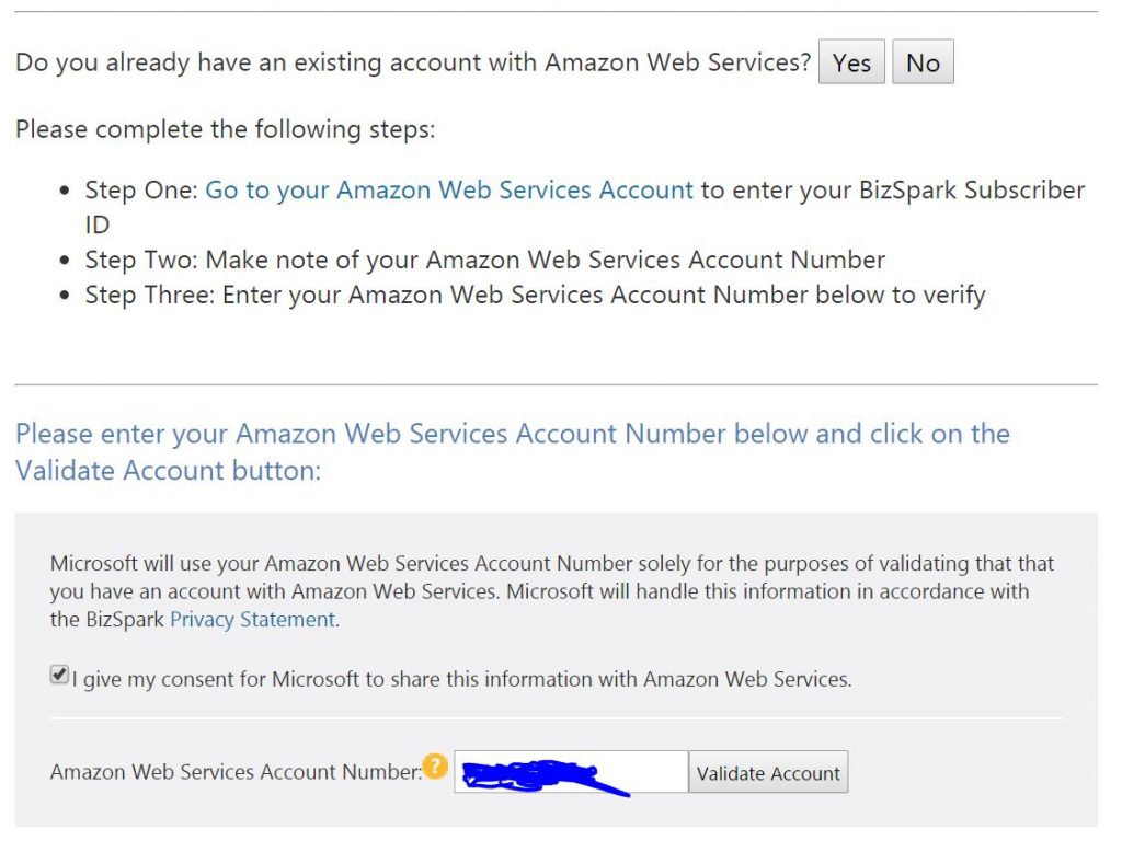 Amazon Web Services で Microsoft BizSpark を使う: サブスクリプション画面(4)