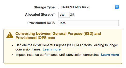Amazon RDSのディスクを後から変更する場合の挙動: EBSタイプを SSD(GP2) -> SSD(PIOPS)に変更