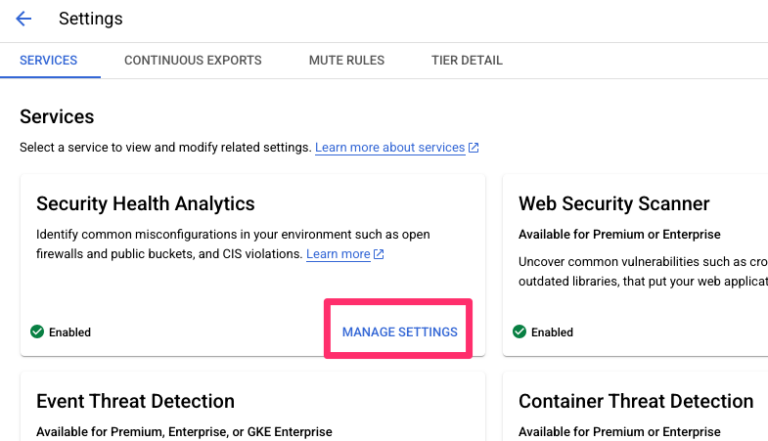 Security Command Center の Security Health Analytics でデフォルト無効のチェックを有効化する ...