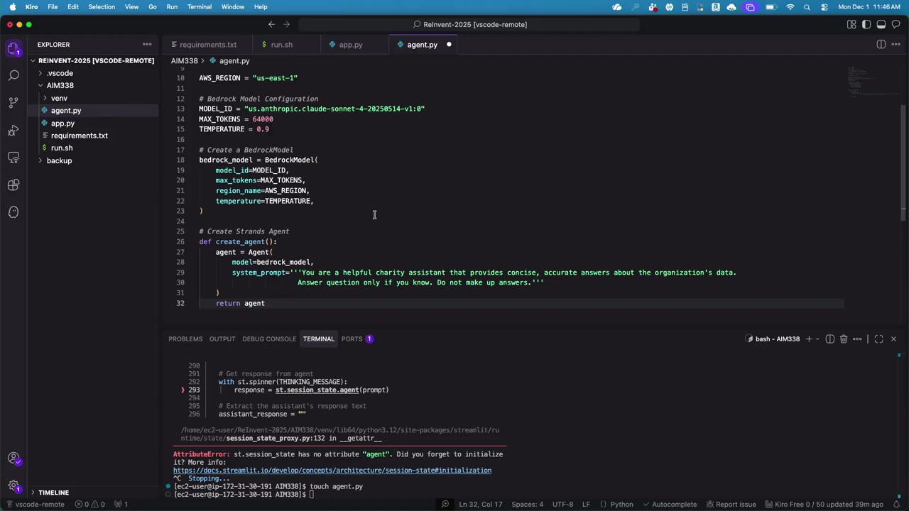 agent.pyのBedrock Model設定
