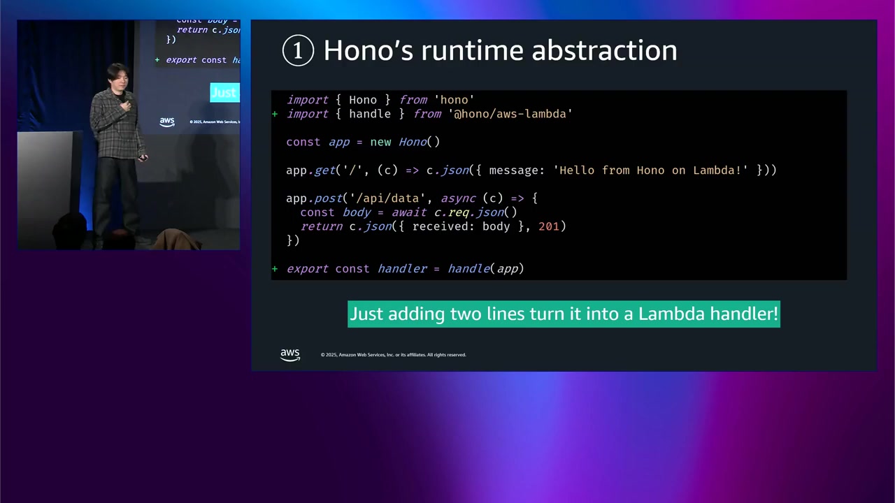 2 行追加するだけで Lambda ハンドラーに変換
