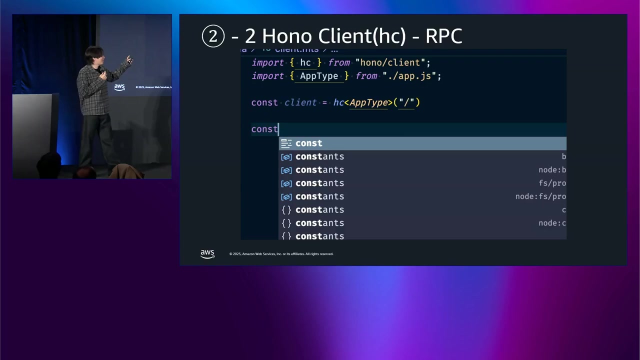 Hono RPC の型付きクライアント