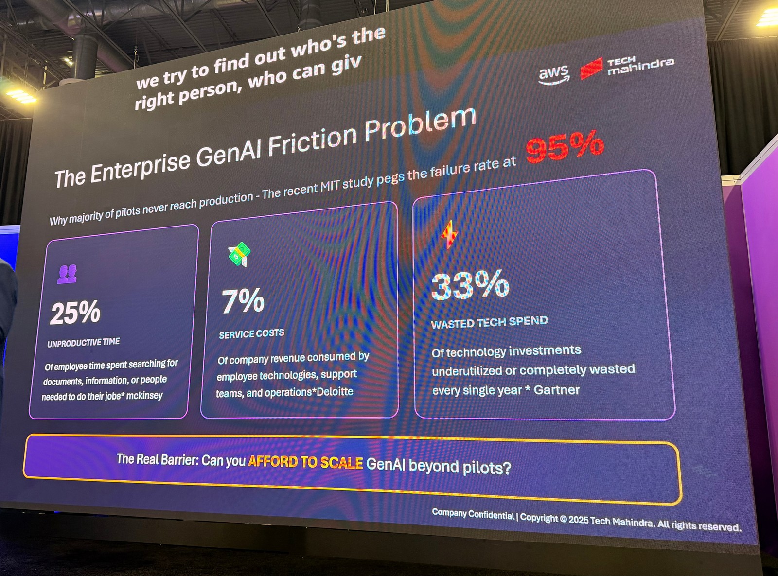 企業における生成 AI の課題を示すスライド