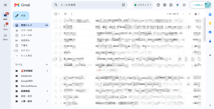 整理後の受信フォルダ